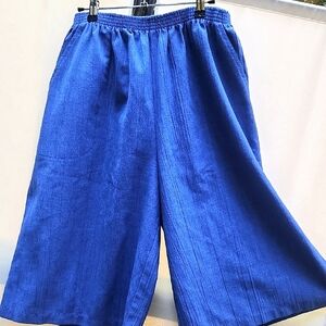1970's Rare Blue Wide-Leg Trousers. Vintage  Cropped Ultra Highrise  Flowy